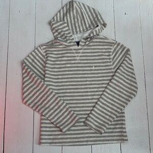 Polo by Ralph Lauren Kids' Striped Hoodie in Gray and White M 10-12